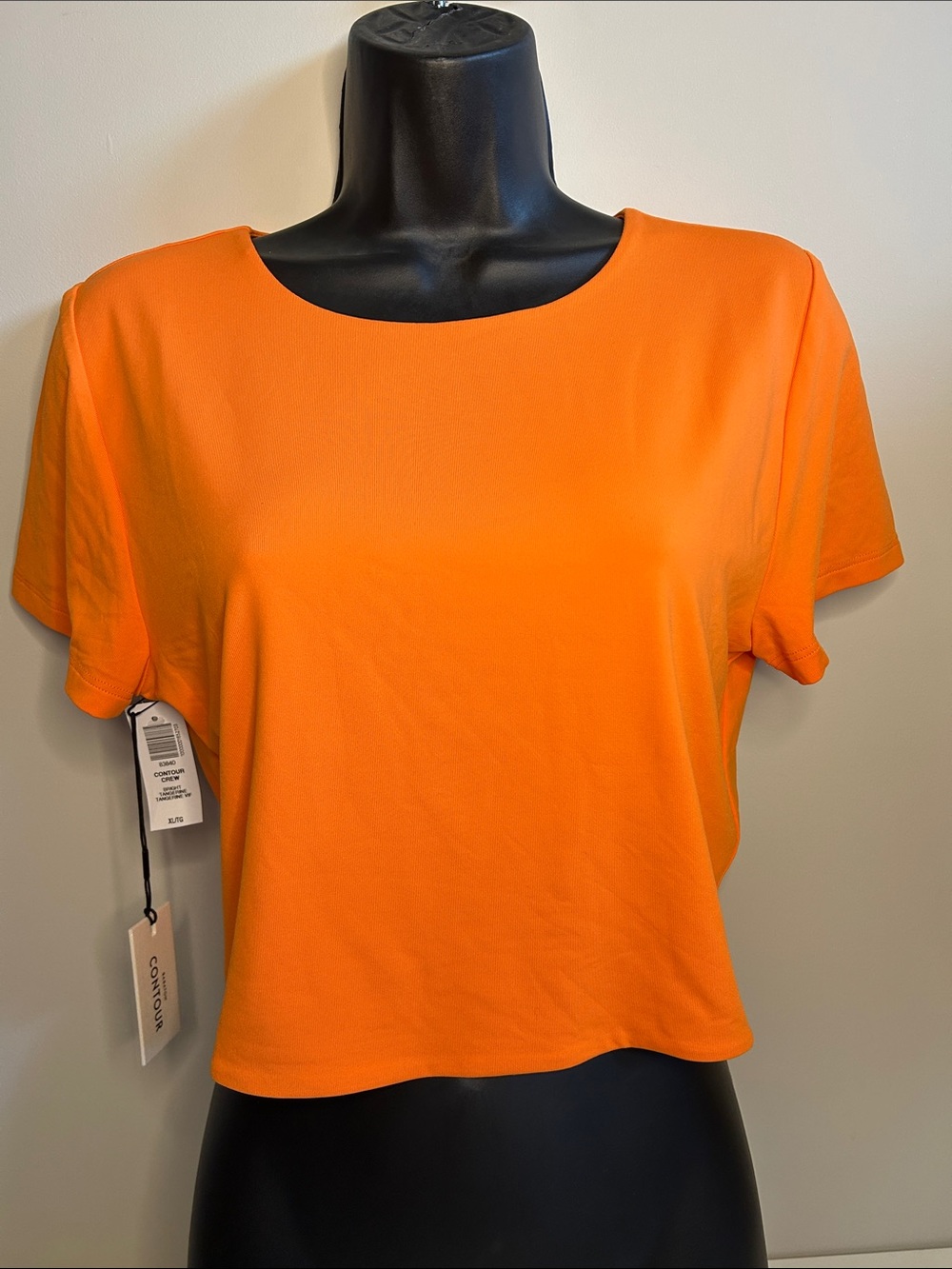 Aritzia Babaton Contour Crew Neck Cropped T-Shirt Size XL Orange Fitted Top NWT
